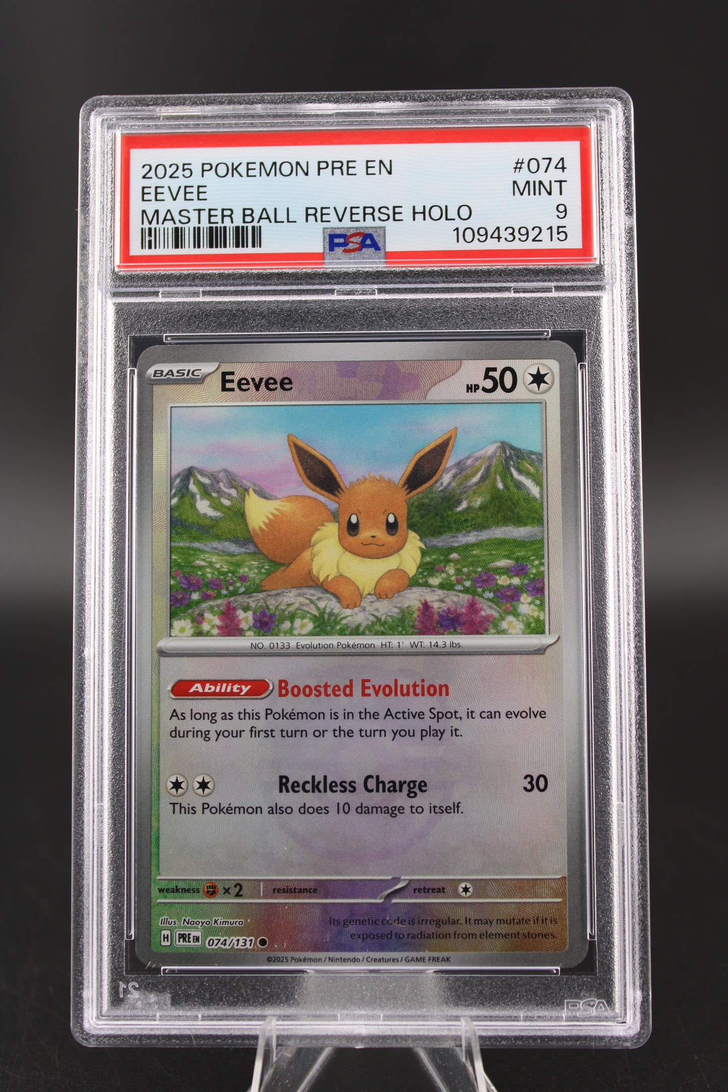 PSA 9 Eevee Master Ball Reverse Holo - Prismatic Evolutions