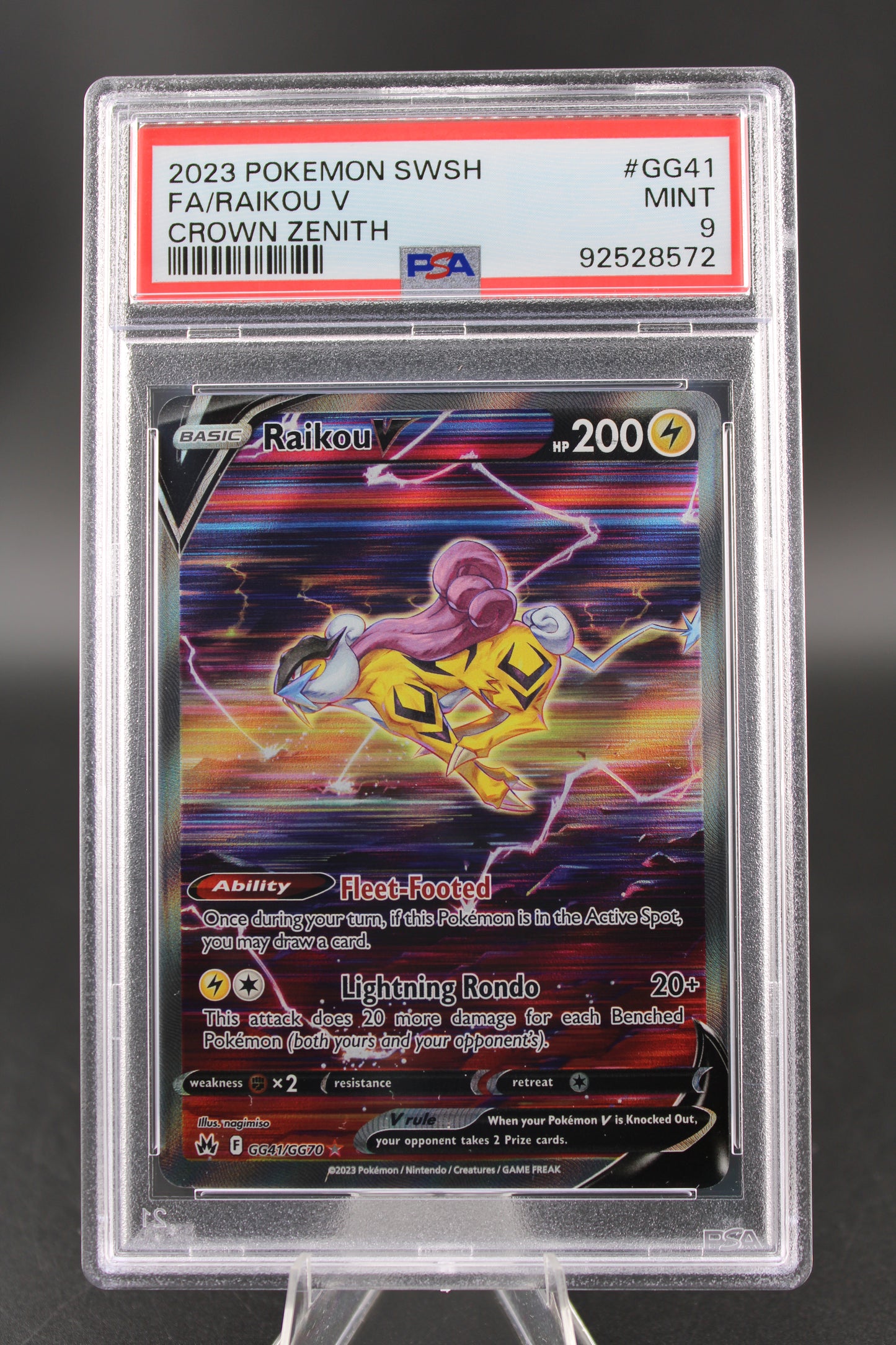 PSA 9 Raikou V Full Art - Crown Zenith
