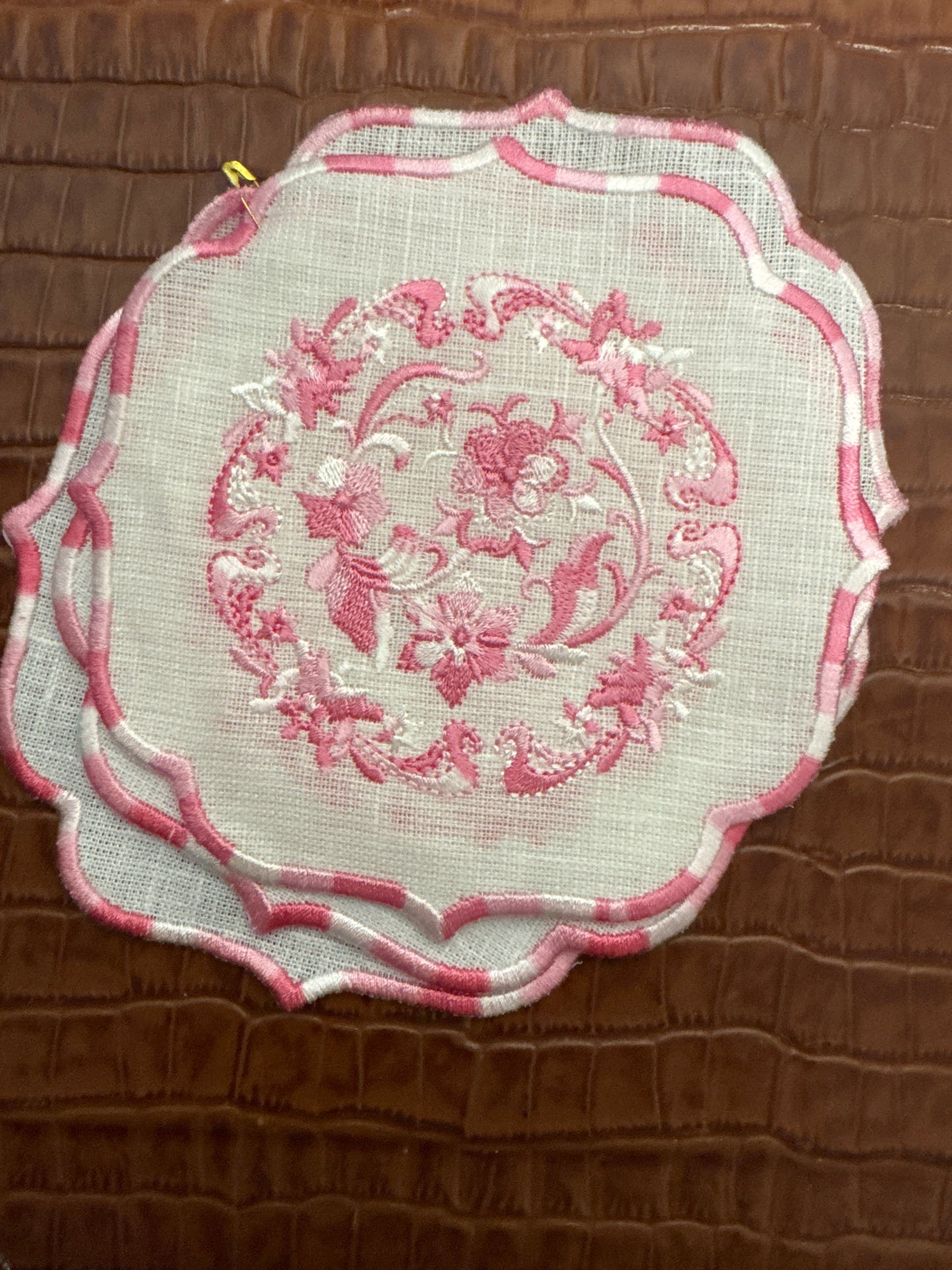 LUXE HOME COLLECTION EMBROIDERY LINEN NAPKIN SET OF 4