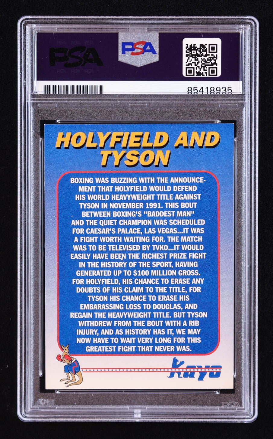 Mike Tyson Signed 1992 Kayo Holograms #10 Holyfield/Tyson (PSA | Auto 9)