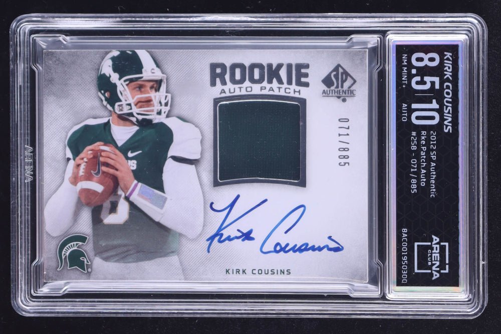 Kirk Cousins Signed 2012 SP Authentic #258 Jersey Autograph #071/885 RC (Arena Club 8.5) Autograph Graded 10 | Rookie Card | Serially Numbered #071 / 885