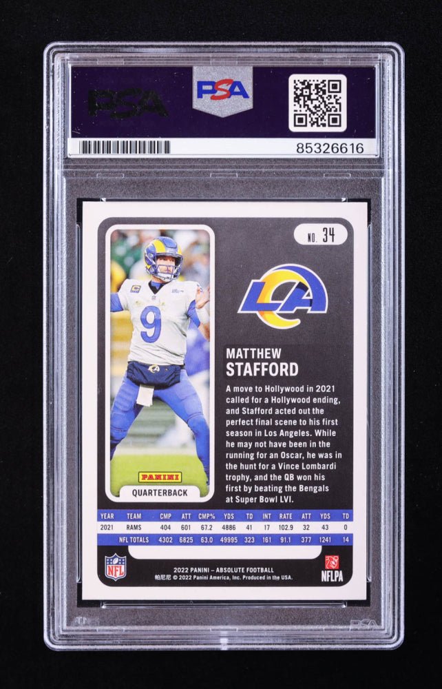 Matthew Stafford Signed 2022 Absolute #34 (PSA)