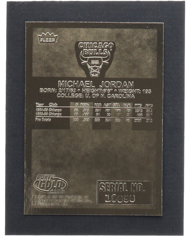 Michael Jordan 1997 Fleer Premier Signature Series Red Holo Refractor 23Kt Gold Card