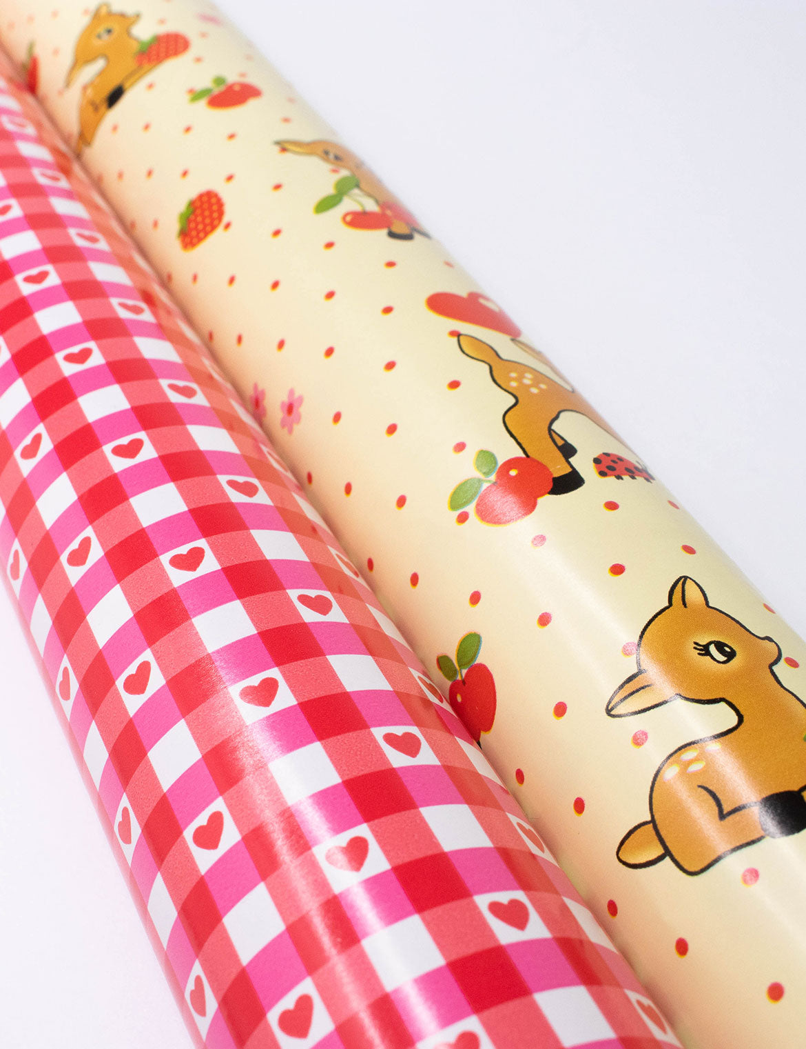 Oh Deer and Red Gingham Hearts Gift Wrap - 2 pack