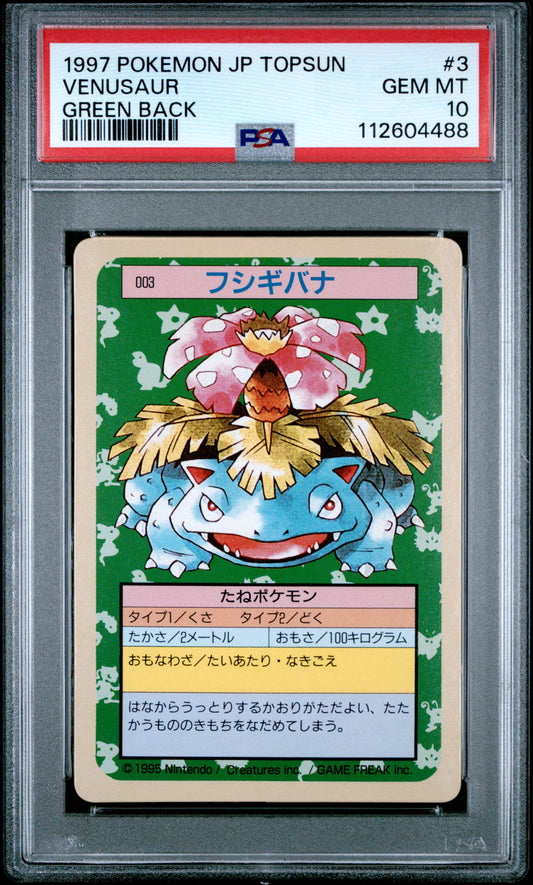 PSA 10 Venusaur 1997 Topsun - Green Back