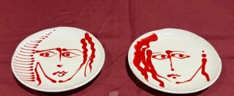2 NICOLA FASANO FACE FRUIT PLATES