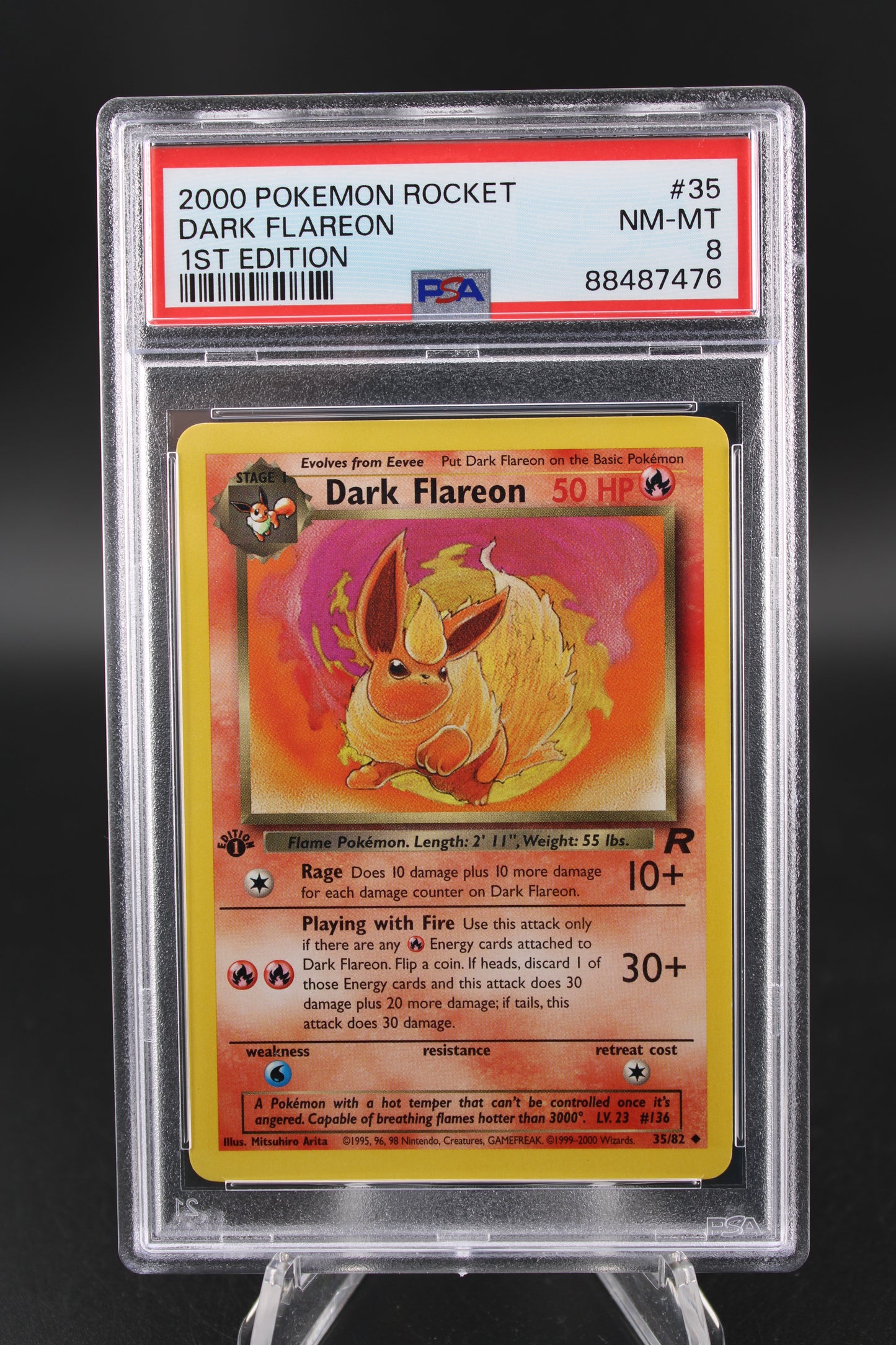 PSA 8 1st Edition Team Rocket Dark Flareon Non-Holo