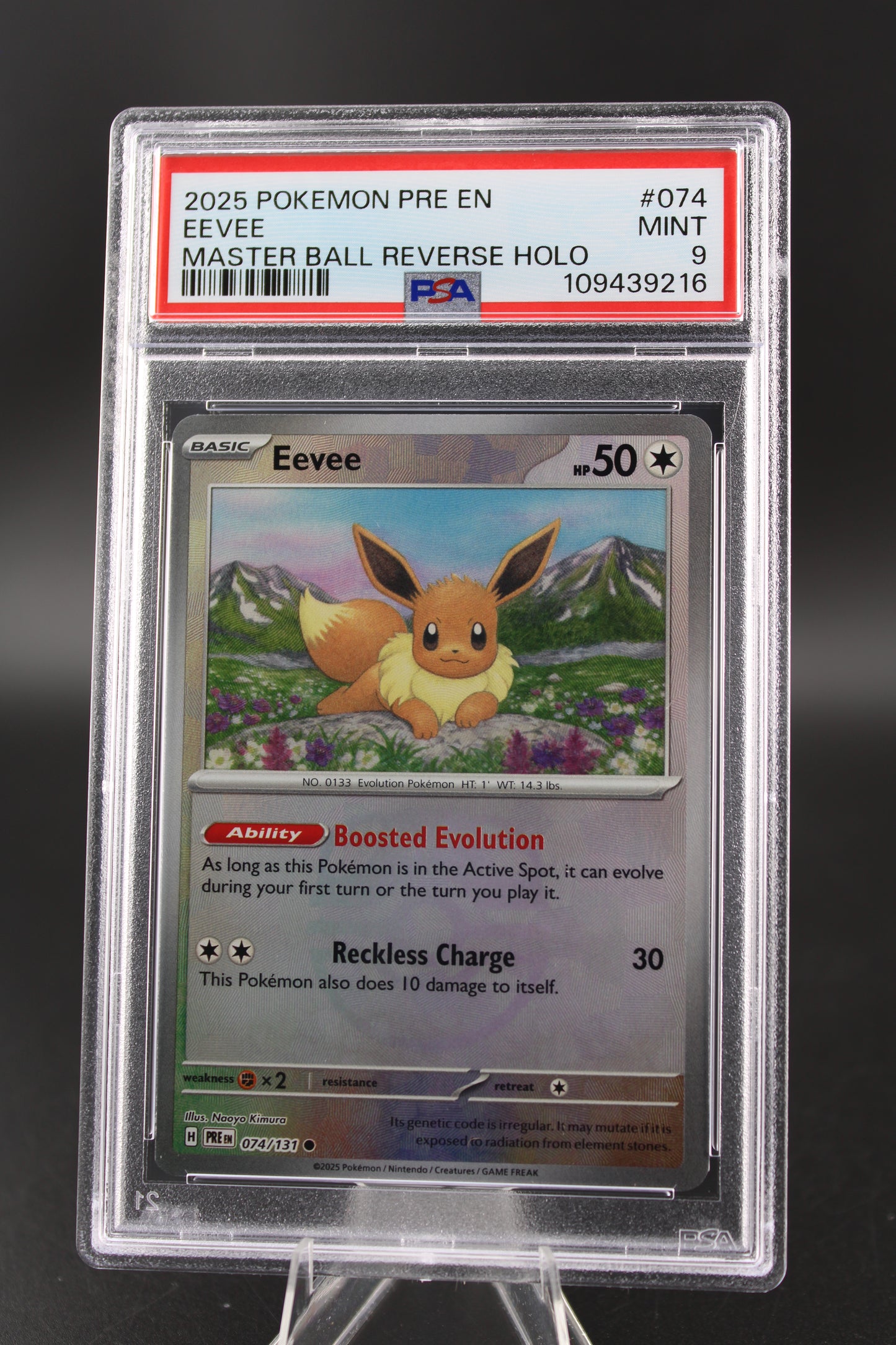 PSA 9 Eevee Master Ball Reverse Holo - Prismatic Evolutions