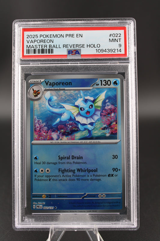 PSA 9 Vaporeon Master Ball Reverse Holo - Prismatic Evolutions