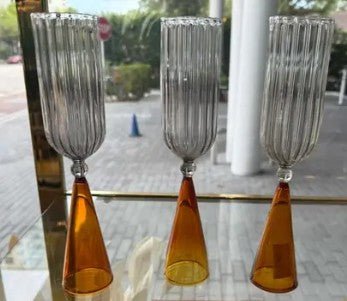 Calypso flute glasses / amber + smoke grey Set of 3