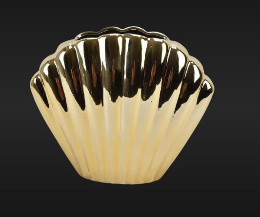 FANCY HOME COLLECTION GOLD SHELL CERAMIC VASE