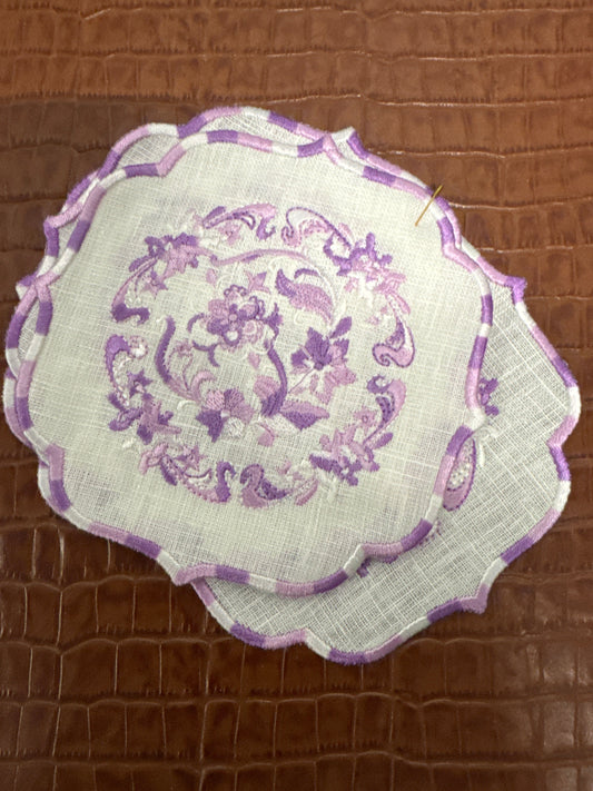 LUXE HOME COLLECTION EMBROIDERY LINEN NAPKIN SET OF 4