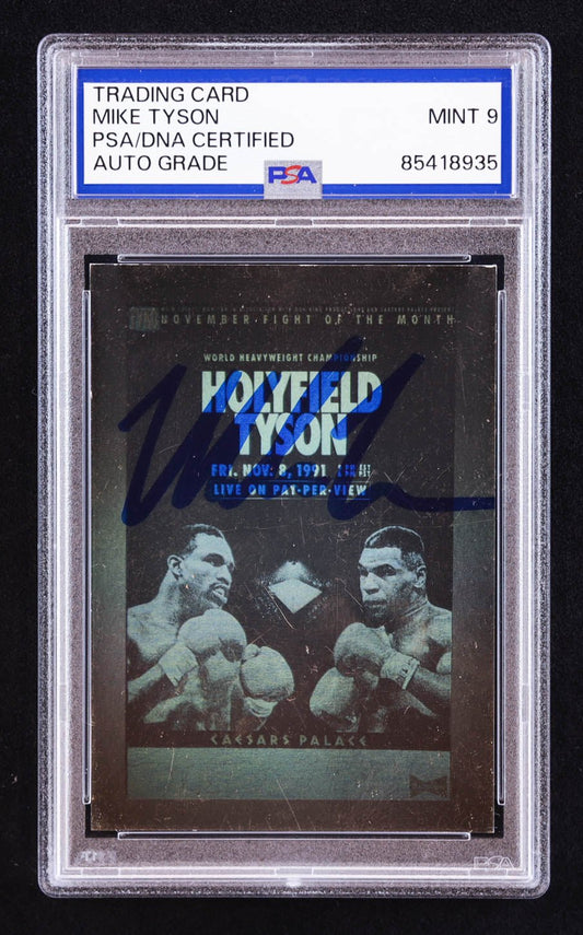 Mike Tyson Signed 1992 Kayo Holograms #10 Holyfield/Tyson (PSA | Auto 9)