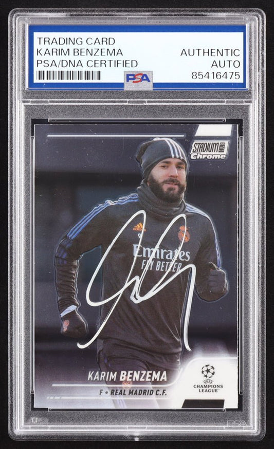 Karim Benzema Signed 2021-22 Stadium Club Chrome UEFA Champions League #68 (PSA)