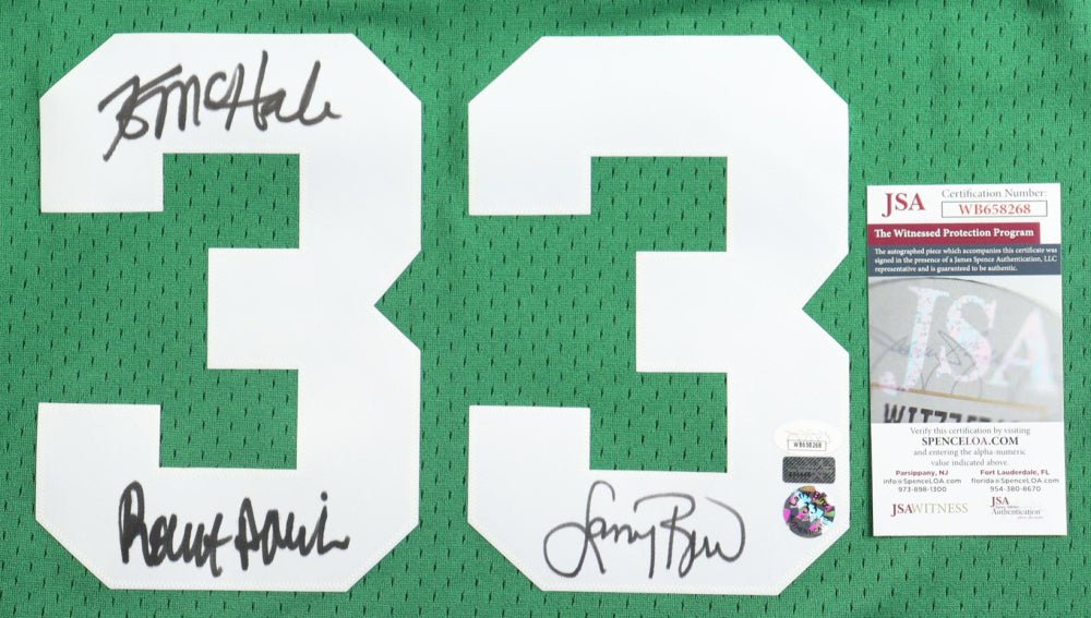 Larry Bird, Kevin McHale & Robert Parrish Signed Celtics Jersey (JSA, New England Picture & Bird) Boston Celtics