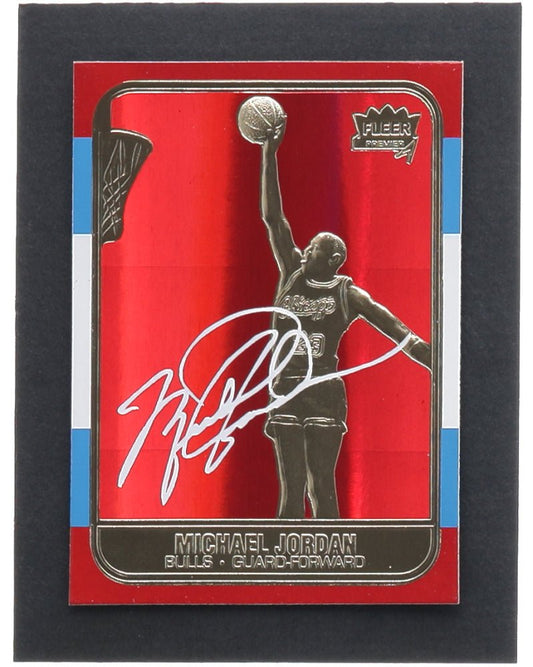 Michael Jordan 1997 Fleer Premier Signature Series Red Holo Refractor 23Kt Gold Card
