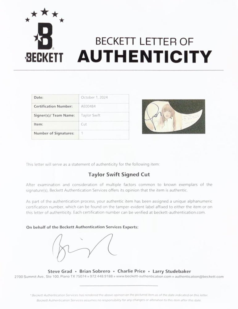 Taylor Swift Signed 38" Acoustic Guitar (Beckett)
