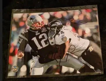 Tom Brady, Ray Lewis Signed 8x10 Photo Patriots Ravens with coa