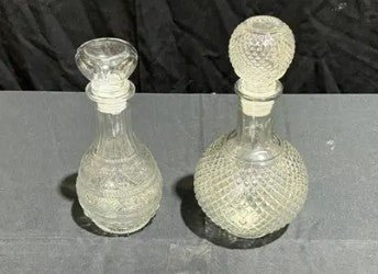 Set of 2 Crystal Glass Decanters